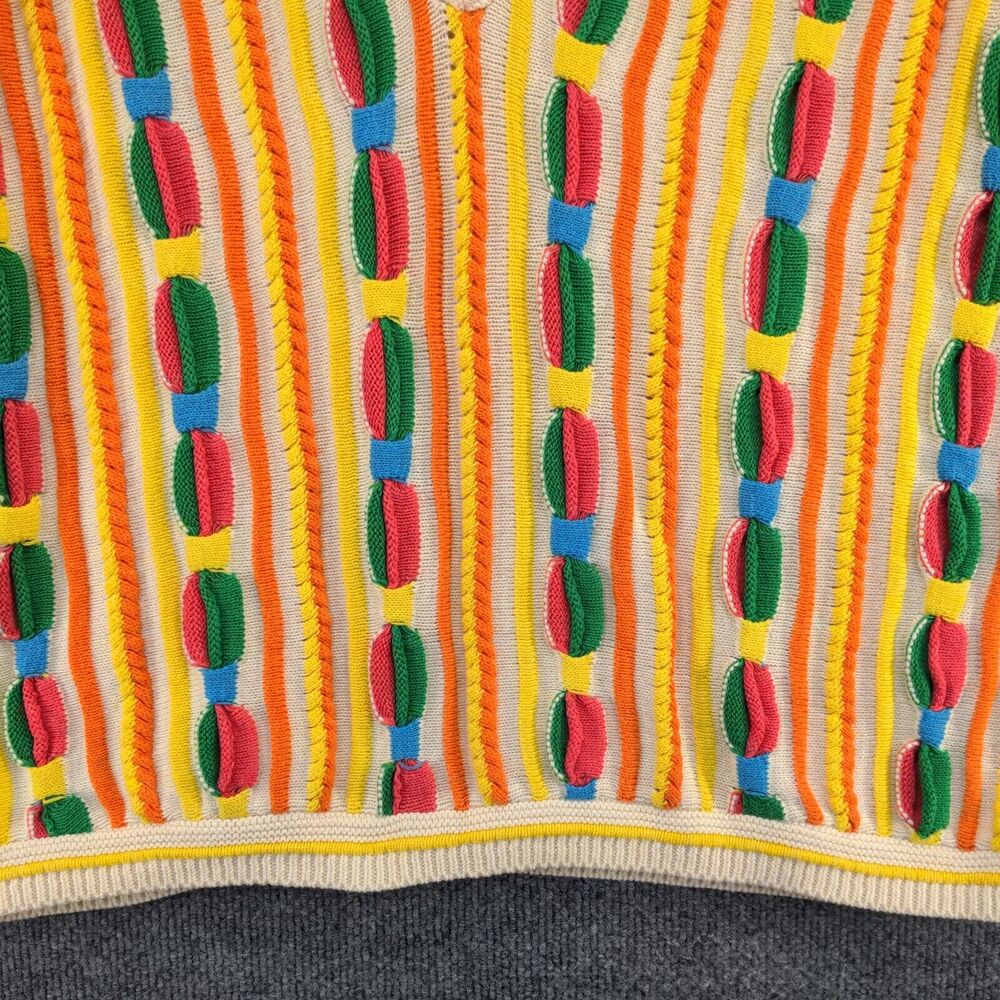 Women's Sweater Clothes L/XL Sleeveless Multicolor Cable Knit Striped W/Tags - Picture 7 of 12